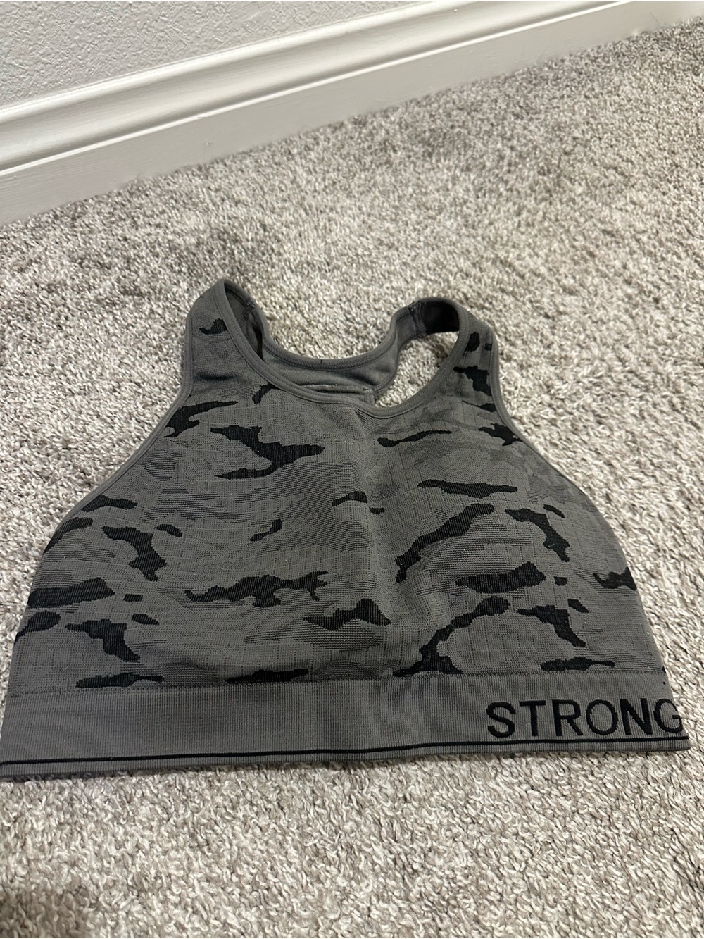 T.J.Maxx Gray Camo Racerback Sports Bra